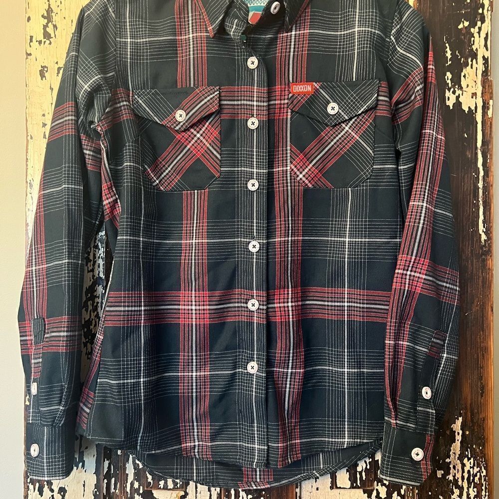 Women’s Limited Edition Dixxon The King plaid button down. Size Small.